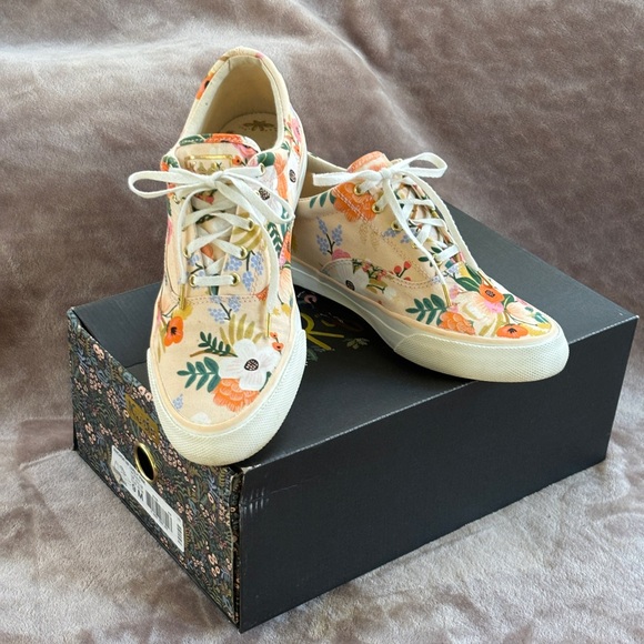 Keds x Rifle Paper Co Peach Floral Lace Up Sneakers Size 9 from Anthropologie - Picture 2 of 15
